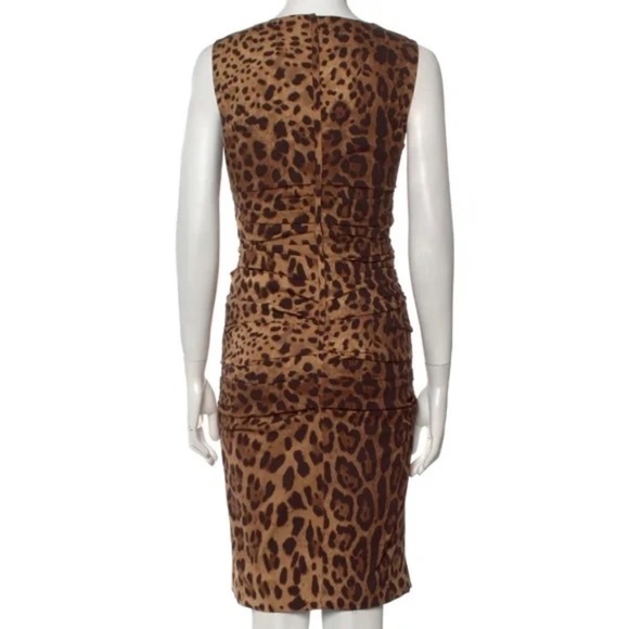 Dolce & Gabbana Leopard Print Silk Ruched Dress - Picture 3 of 3